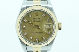 ROLEX 69173 DATEJUST デイトジャスト 10P X番 ダイヤ コンビ レディース ロレックス 自動巻き 稼動品 腕時計 ケース 箱 コマ