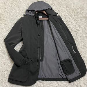 定価15万!!!超ド級のXL!!!【アルマーニ ARMANI COLLEZIONI】極上を羽織る!!! ステンカラーコート フード収納◎ 2way◎ 撥水◎ 