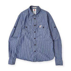 FRANKLIN & MARSHALL フランクリン&マーシャル CLASSIC FIT 長袖 ストライプ ワークシャツ M /アメカジ/猫目ボタン