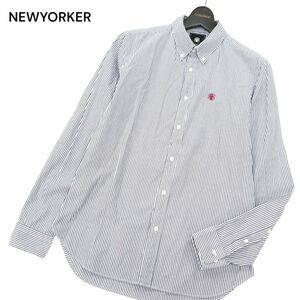 NEWYORKER ニューヨーカー × ケイタマルヤマ 長袖 ロゴ刺繍★ ストライプ シャツ ワイシャツ Sz.L　メンズ ビジカジ 日本製　C4T03016_4#C