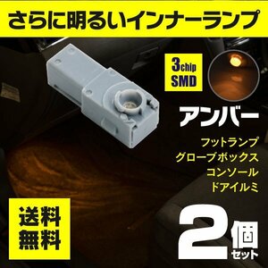 【ネコポス送料無料】3chip SMD LEDインナーランプ アンバー 2個【ジャスティ M900A M910A グレード：カスタム G GS R RS】