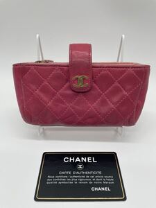 【良品】CHANEL シャネル　マトラッセ　ラムスキン　ココマーク　ミニポーチ