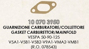 RMS 10070 3950 社外 ガスケット 吸気 紙 ベスパ スモール系(V50/V100/ET3)