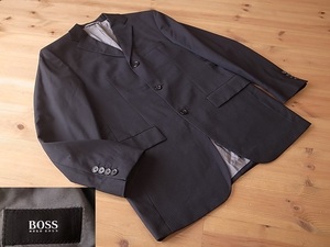 美品 HUGO BOSS ヒューゴ ボス ３釦 ウール オールシーズン 黒 テーラード ジャケット ブレザー アメリカ古着 サイズ 伊46 M相当