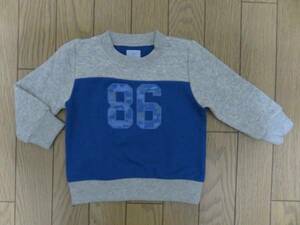 【新品】８６番キルトトレーナー　８０　灰藍