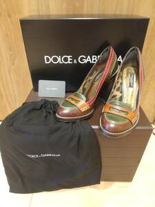 ■美品!!■超ステキ!!■DOLCE&GABBANA■ローファー風パンプス■ステッチがおしゃれ!!■チャンキーヒールが可愛い!!■