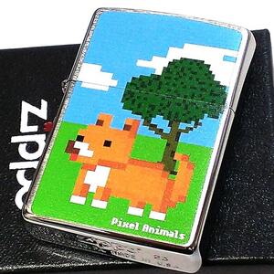 ZIPPO ドッグ かわいい ピクセル アニマル ジッポ ライター いぬ 可愛い シルバー 犬 シルエット イヌ レディース 女性 メンズ ギフト