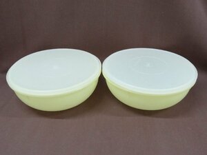 Tupperware　タッパーウェア　ミキシングボウル　274-4　274-10　2個セット　蓋付き　直径約30cm　イエロー　保存容器　密閉容器　中古品