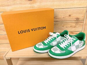 ■LOUIS VUITTON (ルイヴィトン) リヴォリラインダミエレザーローカットスニーカー グリーン ブランド 美品