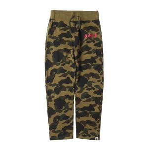 美品 A BATHING APE ア ベイシング エイプ パンツ サイズ:S Keith Haring 1stカモ 猿迷彩 スウェットパンツ グリーンカモ ボトムス コラボ