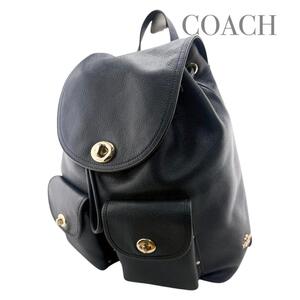 未使用品 COACH コーチ リュック　ペブルド　レザー　ターンロック