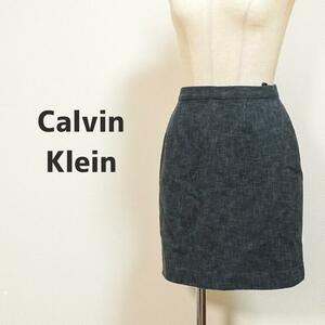 9032 Calvin Klein シャンブレースカート インディゴ レディース F11-0087