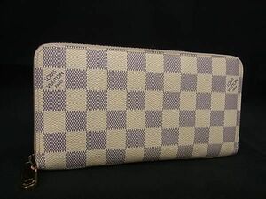 1円 ■美品■ LOUIS VUITTON ルイヴィトン N60019 ダミエアズール ジッピーウォレット ラウンドファスナー 長財布 アイボリー系 AY1627