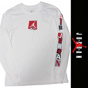 新品 NIKE JORDAN L/S T-SHIRT ナイキ ジョーダン 長袖 Tシャツ ロンT ホワイト コットン ジャンプマン AIR スウッシュ スポーツ XL 正規品