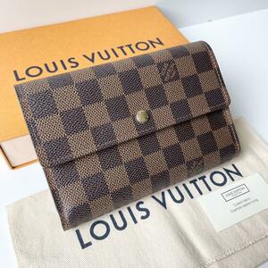 R583 未使用に近い LOUIS VUITTON ルイヴィトン 三つ折り財布 ウォレット ポルトトレゾール エテュイ パピエ ダミエ