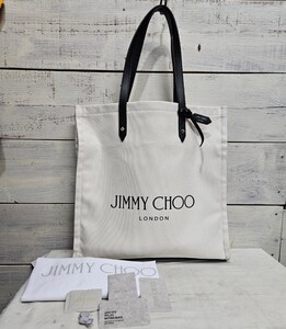 新品☆JIMMY CHOO ジミーチュウ LOGO TOTE FFQ ロゴトート ハンドバッグ ワンショルダー キャンバス生地 イタリア製 肩掛け