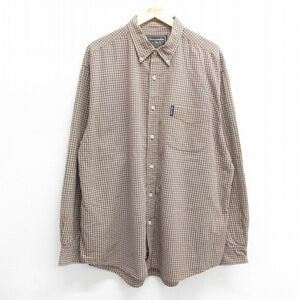 XL/古着 アバクロンビー 長袖 ブランド シャツ メンズ 90s ロング丈 大きいサイズ コットン ボタンダウン 緑他 グリーン チェック 24aug23