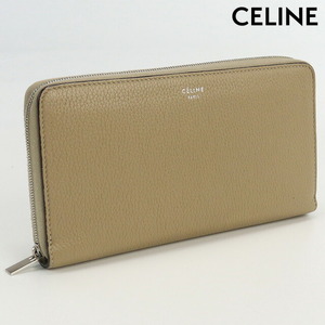 11/24はさらに+11倍 中古 セリーヌ 長財布ラウンドファスナー レディース ブランド CELINE ラージジップウォレット カーフスキン ベージュ