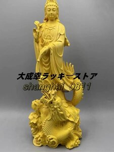 芸術品★ 高級天然 木彫り 風水グッズ 仏像 木彫 開運風水 御龍観音像 ッゲ 彫刻工芸品 U210