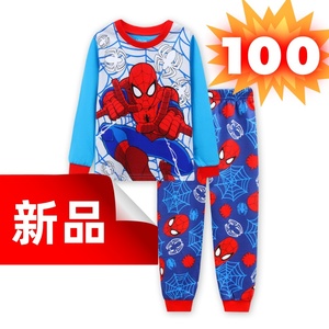 スパイダーマン パジャマ ルームウェア 長袖 上下セット キッズ ブルー 100cm