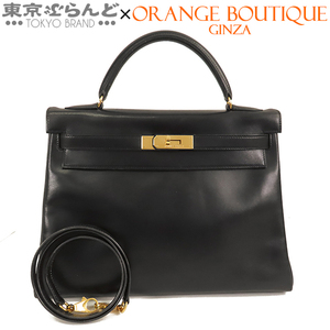 101763580 エルメス HERMES ケリー 32 内縫 〇U刻印 ブラック 黒 GP金具 ボックスカーフ 2WAY ハンドバッグ ショルダーバッグ ヴィンテージ