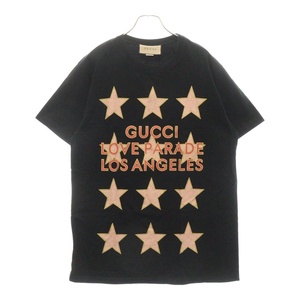 GUCCI グッチ 22SS GUCCI LOVE PARADE LOS ANGELES TEE 615044 XJEQI ロゴプリント半袖Tシャツ ブラック