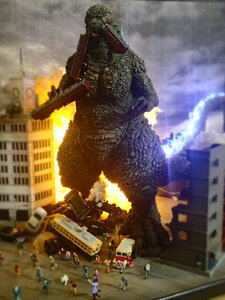 ★LED発光！ジオラマ完成品『銀座・有楽町襲撃！』★ゴジラ -1.0 godzilla(2023) 少年リック エクスプラス リペイント★GODZLAマイナスワン