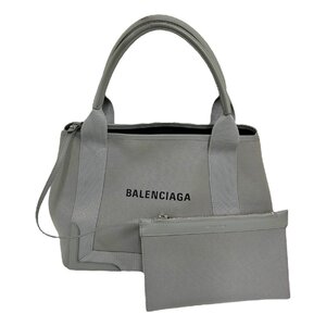 BALENCIAGA バレンシアガ スモールカバス 339933AQ38N1108 ハンドバッグ トートバッグ キャンバス レザー レディース グレー系 【中古】