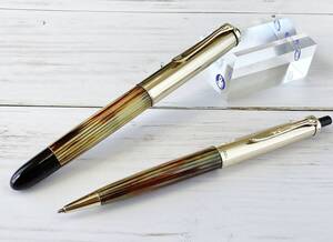 【極希少】 ペリカン 万年筆 ボールペン 2本セット 500NN ペン先14C-585 PELIKAN ROLLED GOLD DOUBLE L 