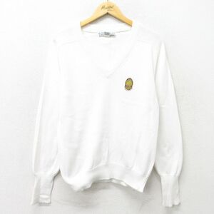 古着 IZOD 長袖 セーター レディース 90s アトランタ Vネック コットン 白 ホワイト 23nov13 中古 ニット トップス