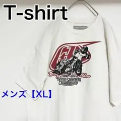 YAA30【US輸入】バイクプリント　半袖Tシャツ【メンズXL】白色