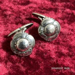 SV925 シルバー925 GEORG JENSEN ジョージジェンセン 花モチーフ フラワー カフス カフスボタン カフリンクス アクセサリー 