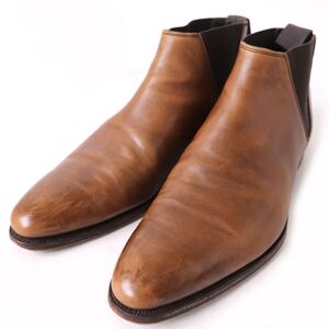 【ドンドン見直し】良品△Crockett＆Jones クロケット＆ジョーンズ CHELSEA チェルシー サイドゴア レザーショートブーツ ブラウン 7