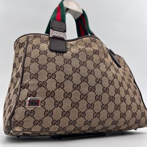 美品 GUCCI グッチ シェリーライン ホースビット GG キャンバス レザー 本革 トートバッグ ハンドバッグ 肩掛け ビジネス 通勤 通学 ロゴ