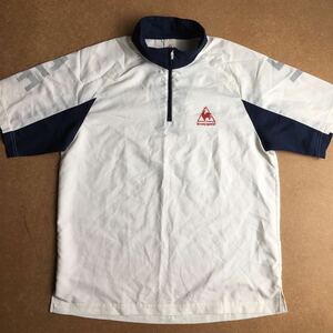 le coq sportif ハーフジップ ゴルフシャツ ルコックゴルフ GOLF 半袖 ルコック ビッグシルエット ホワイト デサント