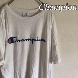 定番 Champion チャンピオン ビッグロゴ Tシャツ L 半袖 ホワイト