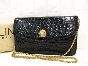 ◆超美品◆CELINE セリーヌ◆クロコダイル 本 ワニ 革◆チェーン ショルダー バッグ◆ブラック G金具◆ヴィンテージ◆マカダム◆A9755