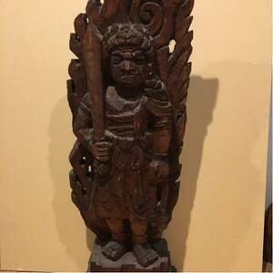 一刀彫不動明王立像 時代物 仏教美術 木造 92cm