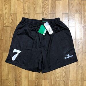 新品 未使用 90s Diadora ハーフパンツ ユニフォーム 黒 Lサイズ ナンバリング ディアドラ サッカー