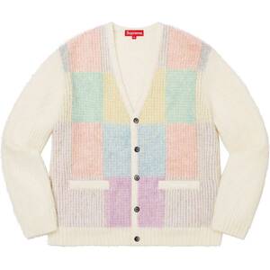 【新品未使用】 22SS 新作 新品 SUPREME シュプリーム BRUSHED GRID CARDIGAN カーディガン セーター WHITE M ホワイト 白色 即決あり