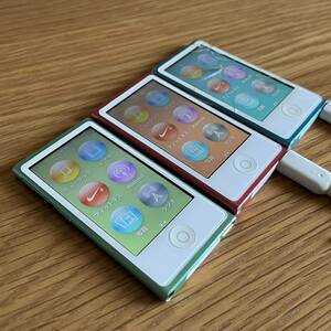Apple アップル iPod Nano 16GB 第7世代 MD475J ピンク / MD478J グリーン / MD477J ブルー ジャンクまとめ3台セット売り Apple A1446 