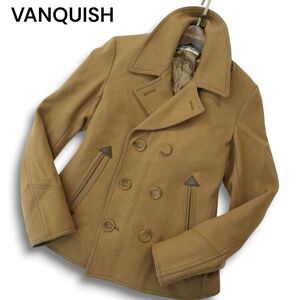 VANQUISH ヴァンキッシュ 秋冬 中綿★ メルトン ウール スリム ショート Pコート Sz.S メンズ　A4T13589_C#N