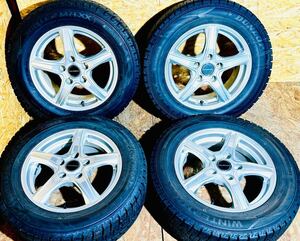 美品 バリ溝 195/65R15 ダンロップ BALMINUM ノア ヴォクシー ステップワゴン アイシス セレナ PCD PCD 114.3 5 スタッドレス付き 