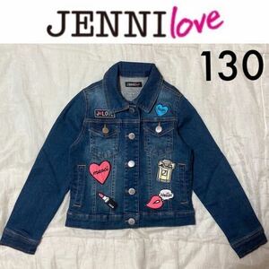 1回着新品同様☆JENNI love ワッペン付きGジャン 130 デニムジャケット ジェニィラブ シスタージェニィ ジェニー