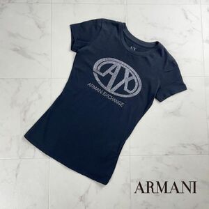 新品未使用 ARMANI EXCHANGE アルマーニエクスチェンジ カラーストーン 半袖Tシャツ トップス レディース 黒 ブラック サイズXS*RC320