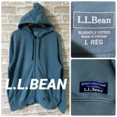 LLBEAN メンズL パーカー　エルエルビーン　ロゴ　ワンポイント　緑色