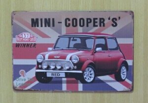 送料無料 ミニ クーパーS 金属製 メタルサインプレート 1964 第37回 モンテカルロラリー 優勝車 ミニクーパー MINI COOPER BMW