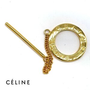 CELINE/セリーヌ スカーフリング ゴールドカラー サークルロゴ イタリア製 服飾小物 アクセサリー