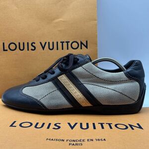 1円 【極美品】 LOUIS VUITTON ルイヴィトン 【王者の風格】 メンズ スニーカー シューズ 靴 LVロゴ サイドライン キャンバス レザー 25.5