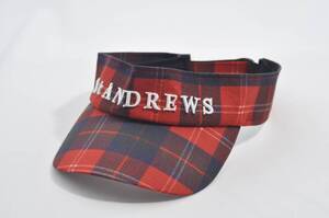 coco 中古 セントアンドリュース StANDREWS サンバイザー フリー レッド 赤 チェック柄 レターパックプラス発送可 75670